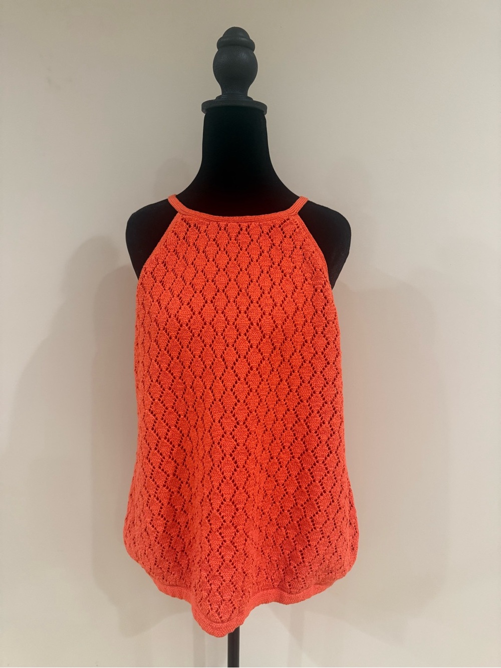 Boston Proper Tangerine Colored Crochet Halter Tank Top - Picture 3 of 8